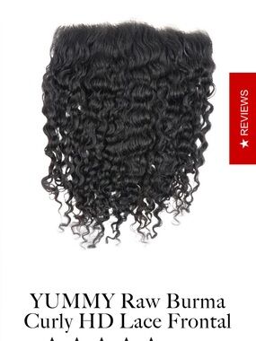 YUMMY Raw Burmese Curly HD Lace Frontal - Natural Black & 22 inches not 18!!